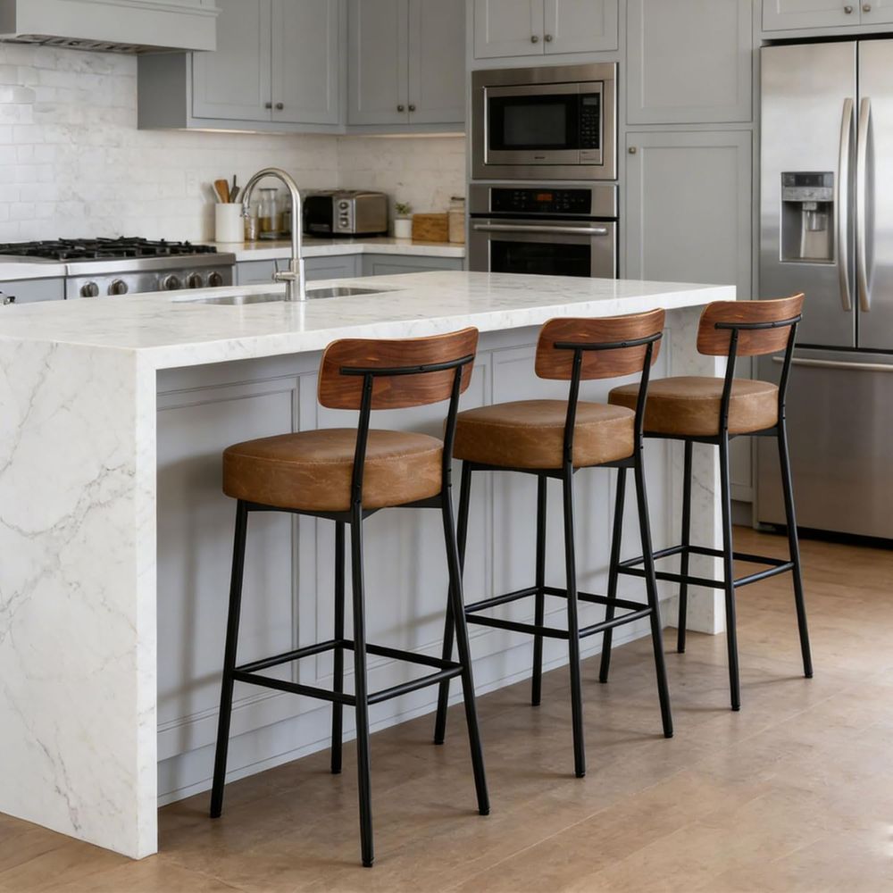 Home Bar Stools - Brown Bar Stools Set o 3,