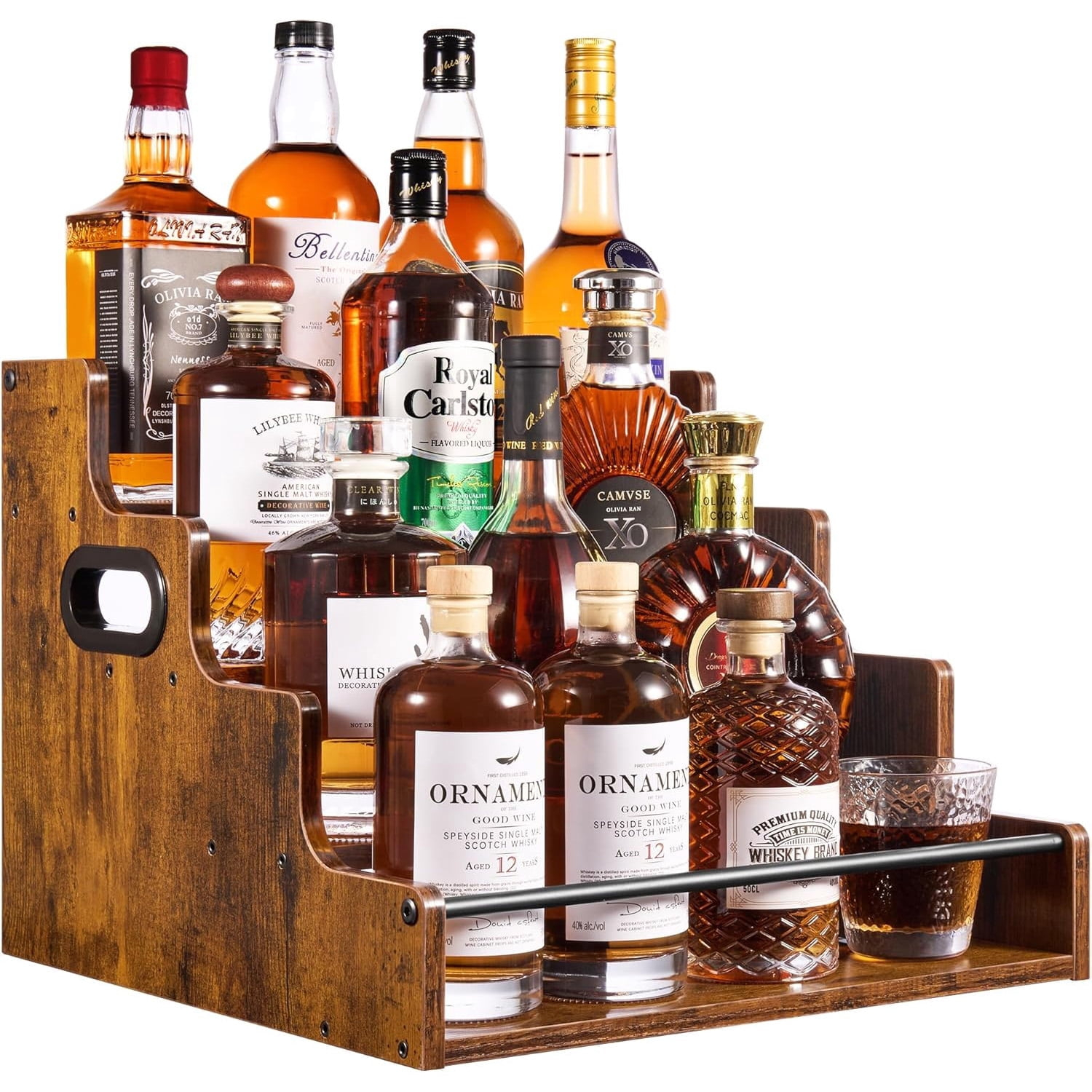 Home Bar Stand - Liquor Bottle Display Shelf, Coffee Syrup