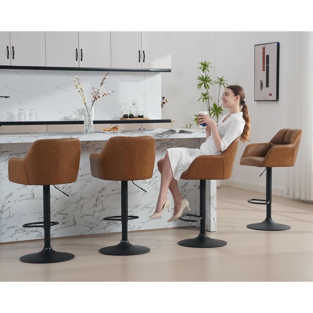 Home Bar Stools - Set of 4 Adjustable Swivel Bar