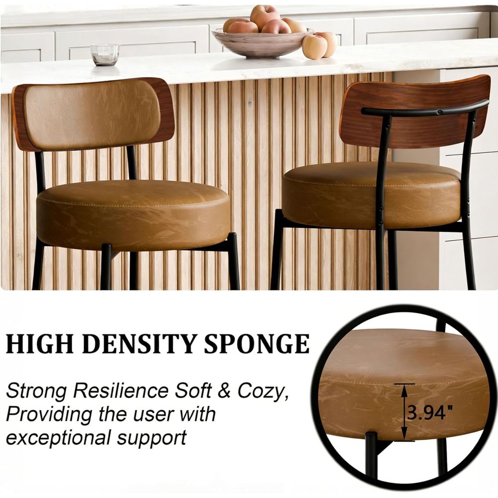 Brown Bar Stools Set o 3, Leat - Home Bar Stools reseña y precio