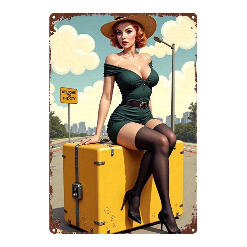 Vintage Beauty with Suitcase M - Home Bar Cafe reseña y precio