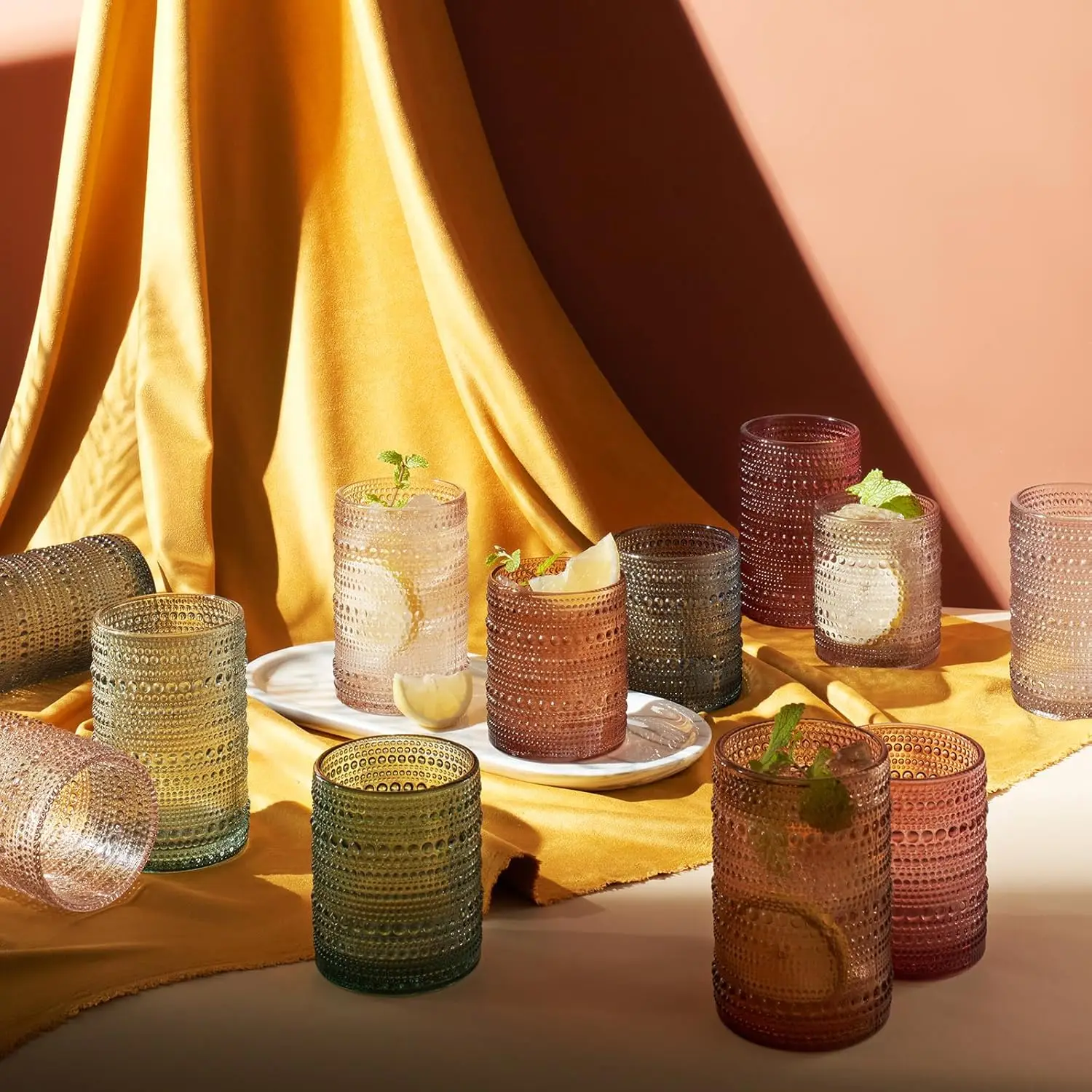 Hobnail Beaded Highball Drinki - Old Fashioned Glass reseña y precio