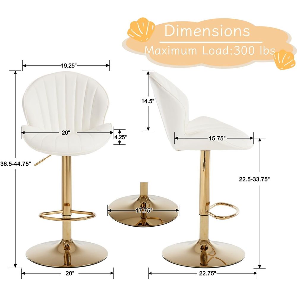 Set of 2 Cream White Leather S - Home Bar Stools reseña y precio