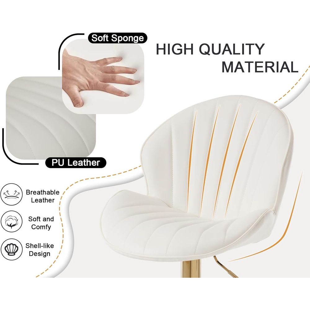 Set of 2 Cream White Leather S - Home Bar Stools reseña y precio