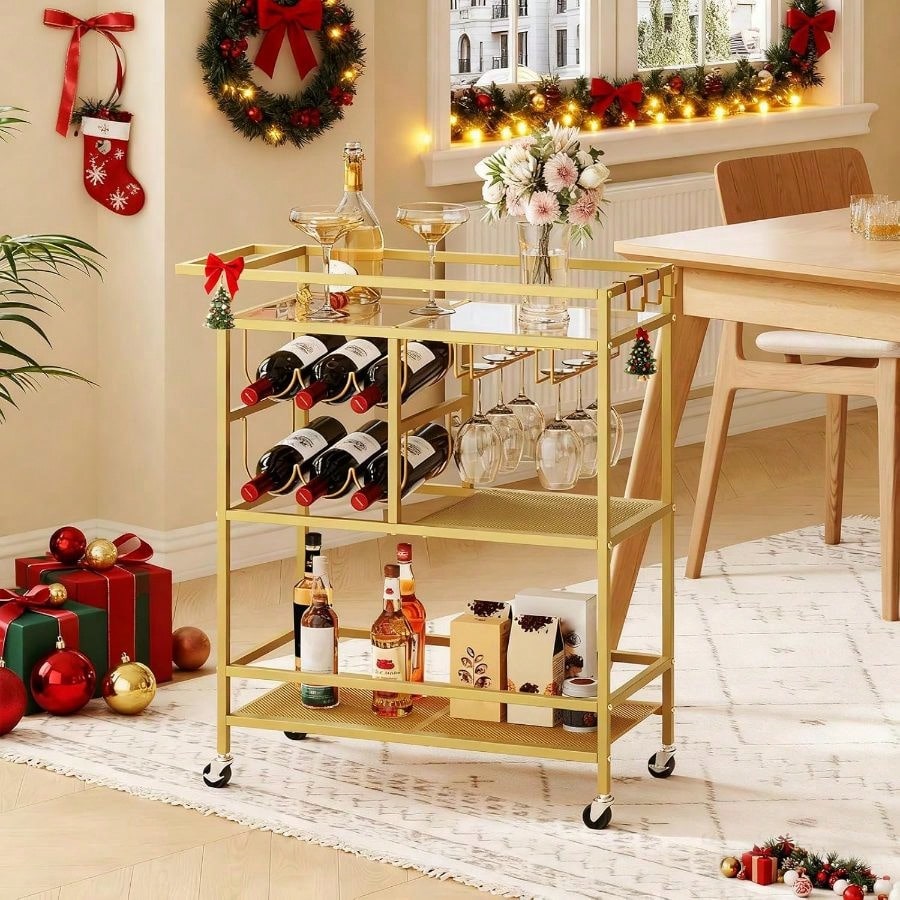 Bar Cart Home, 3-Tier Serving  - Bar Cart Gold reseña y precio