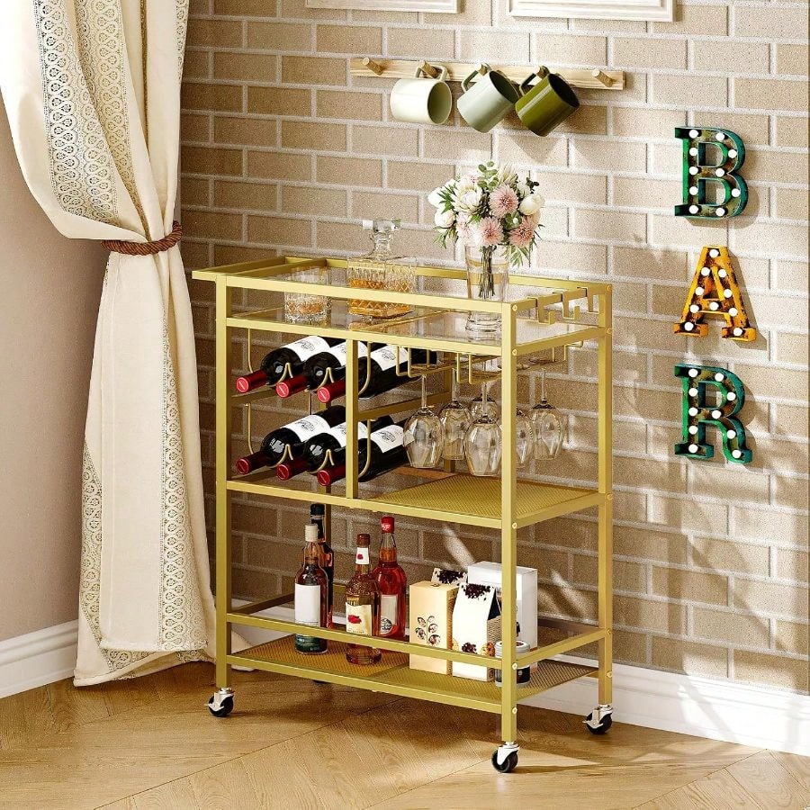 Bar Cart Home, 3-Tier Serving  - Bar Cart Gold reseña y precio