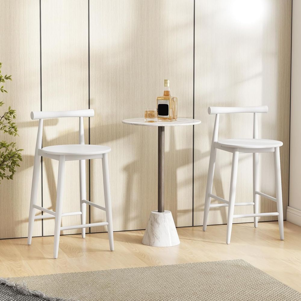 Set of 2 White Wooden Bar Chai - Home Bar And Counter reseña y precio