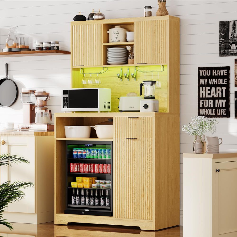 Coffee Bar Cabinet with Mini F - Home Bar And Fridge reseña y precio