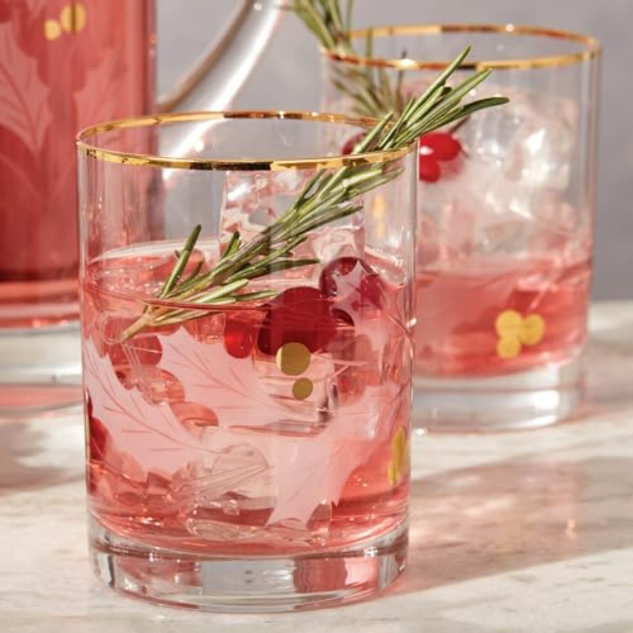886861 Holiday Gold 4Piece Dou - Old Fashioned Glass reseña y precio