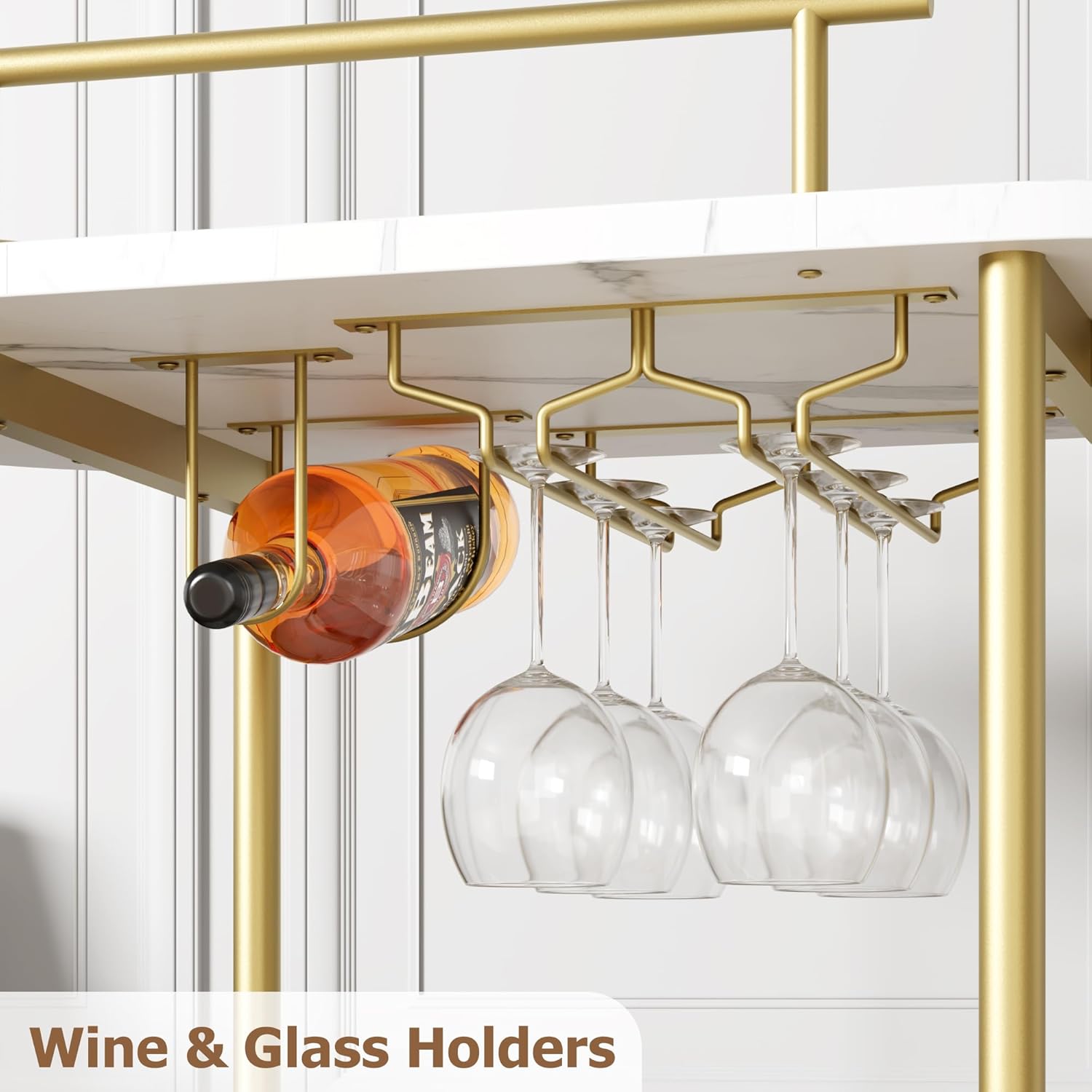 Gold Bar Carts with 4-Tiers St - Bar Cart Gold reseña y precio