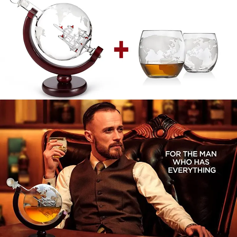 Whiskey Glass Set Crystal Glob - Decanter Globe Set reseña y precio