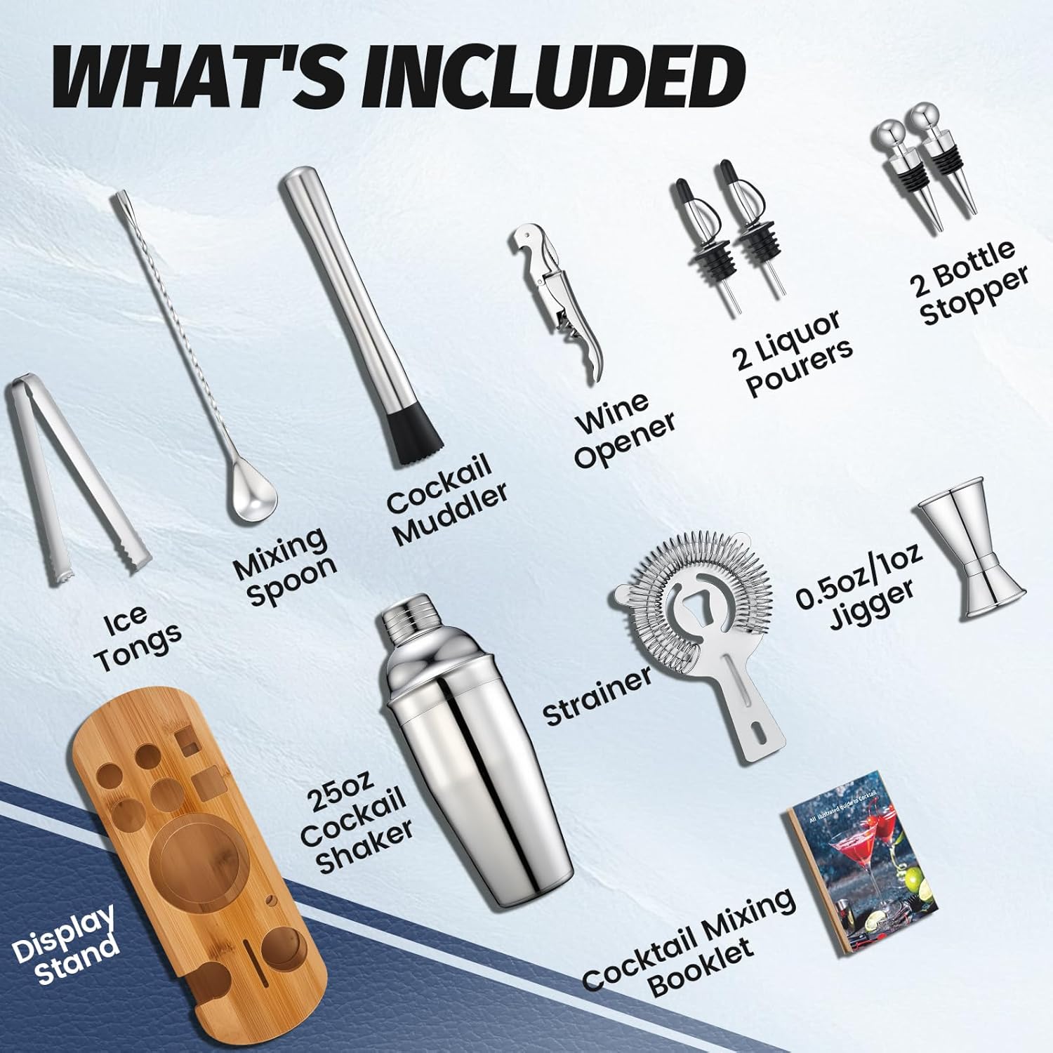 13-Piece Cocktail Shaker Set W - Home Bar Stand reseña y precio