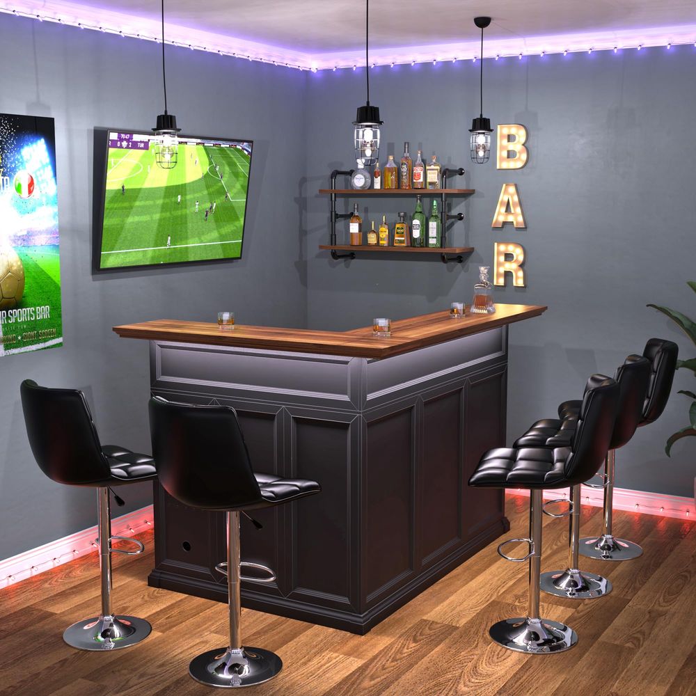 L Shaped Home Bar Cabinet with - Home Bar And Fridge reseña y precio