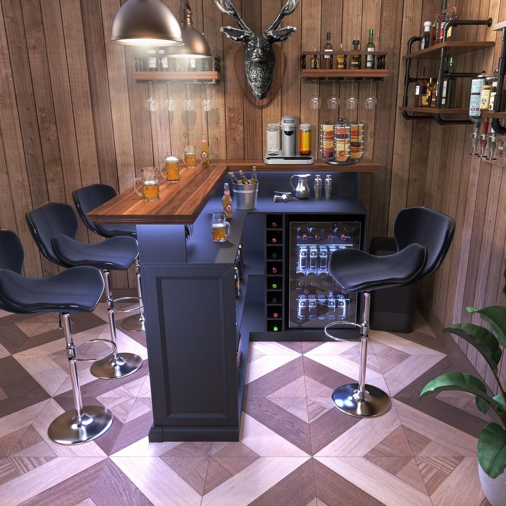 L Shaped Home Bar Cabinet with - Home Bar And Fridge reseña y precio