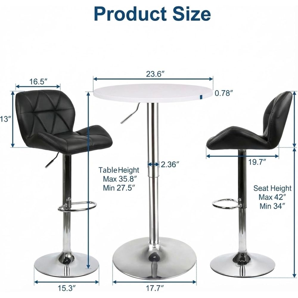 White Round Adjustable Height  - Home Bar Stools reseña y precio