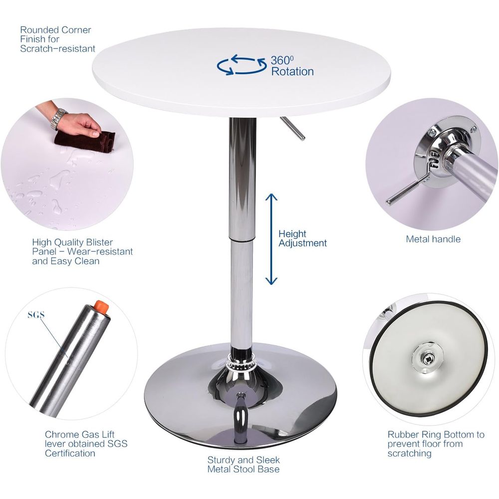 White Round Adjustable Height  - Home Bar Stools reseña y precio