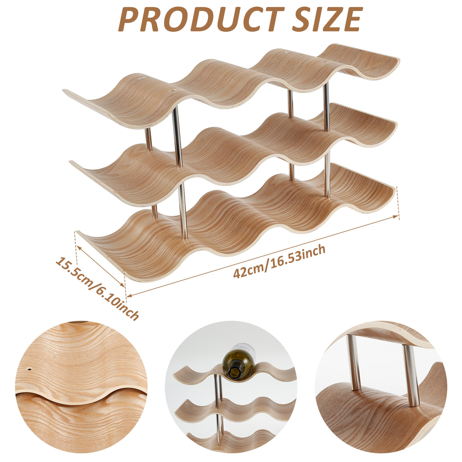 2/3-Tier Wooden Wine Rack Wavy - Home Bar And Cabinet reseña y precio