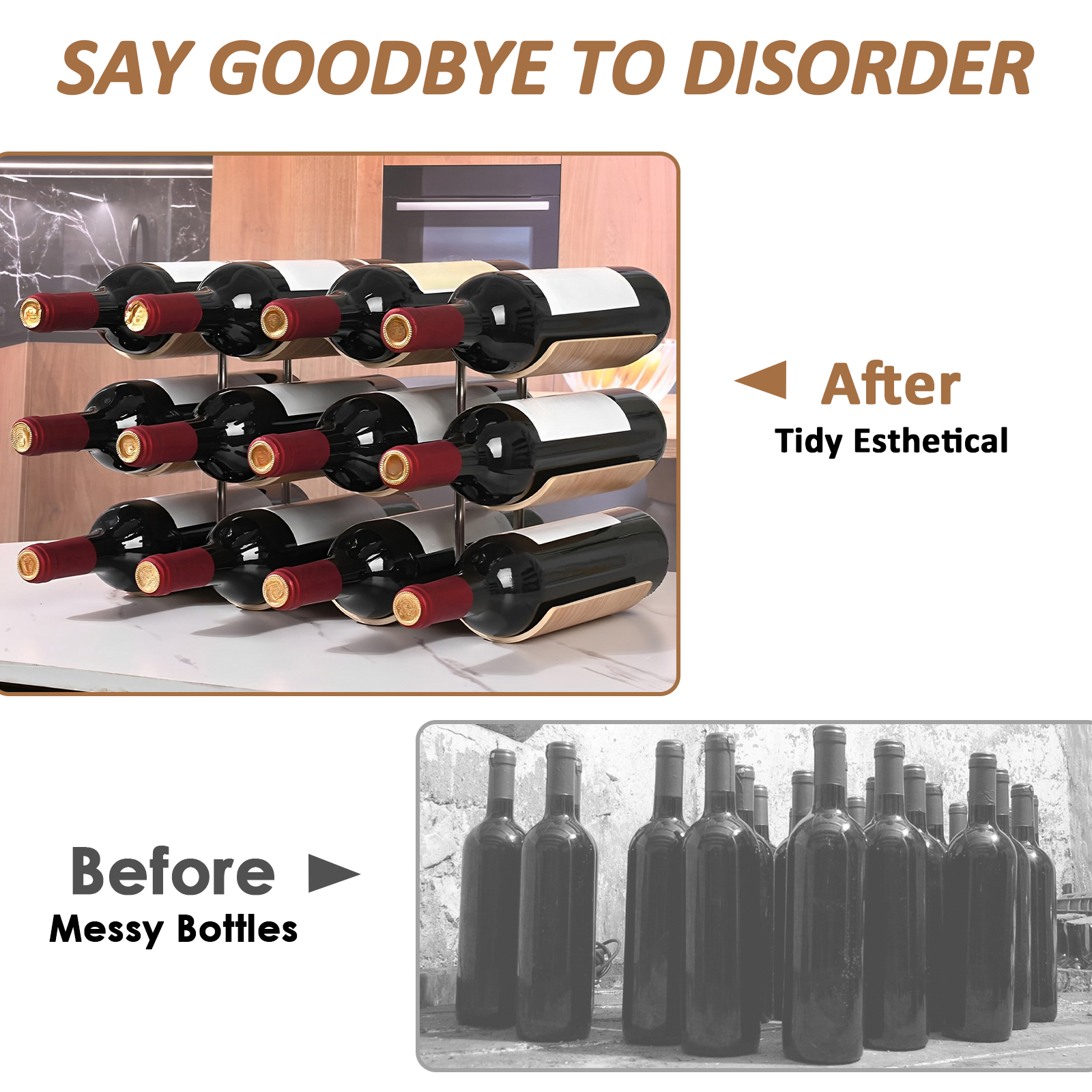 2/3-Tier Wooden Wine Rack Wavy - Home Bar And Cabinet reseña y precio