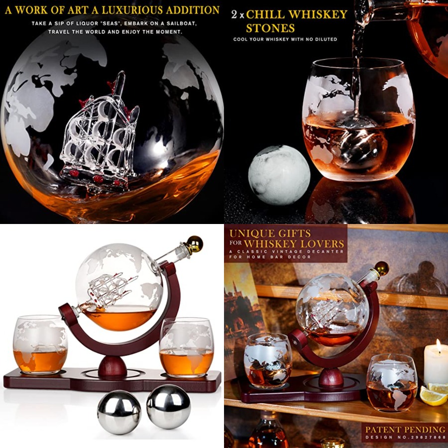 Gifts for Men Dad Fathers Day, - Decanter Globe Set reseña y precio