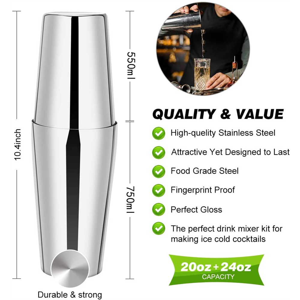 Boston Cocktail Shaker Set 23- - Boston Shaker Set reseña y precio