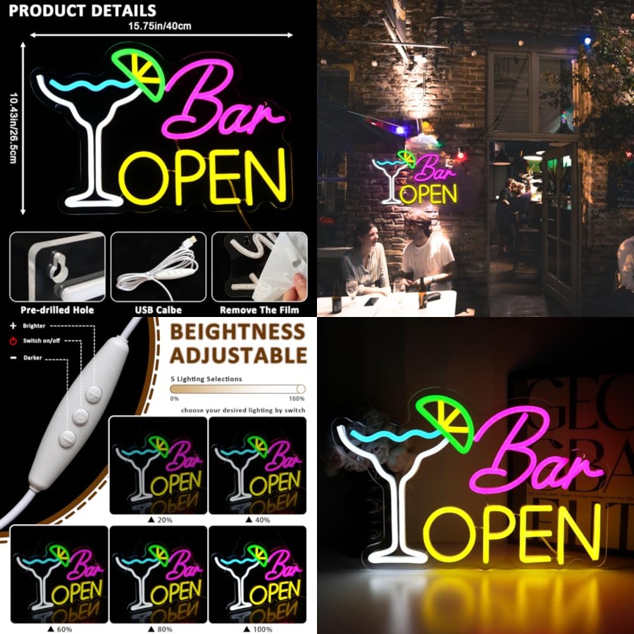 Sign for Business, Neon Open S - Home Bar Cafe reseña y precio
