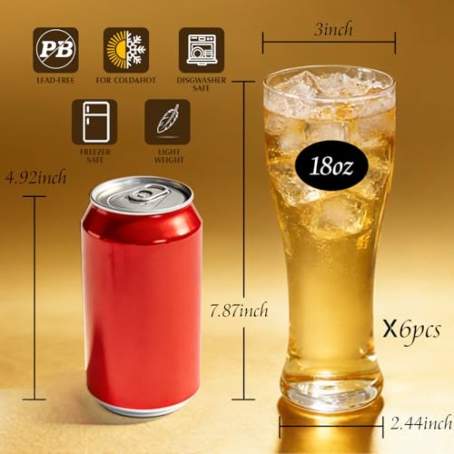 18 oz Pilsner Beer Glasses Set - Highball Glass Set reseña y precio