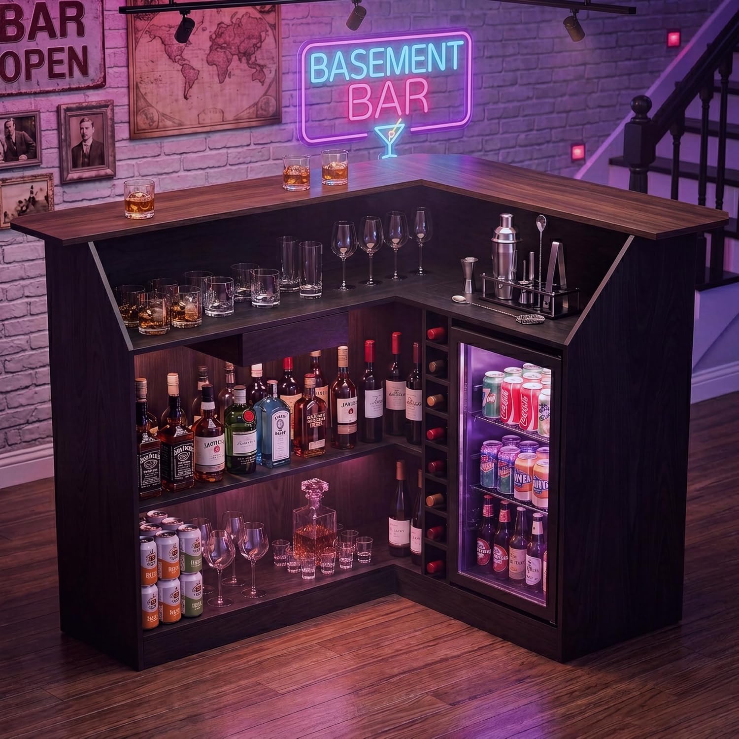 L Shaped Home Bar Unit With Fr - Home Bar And Fridge reseña y precio
