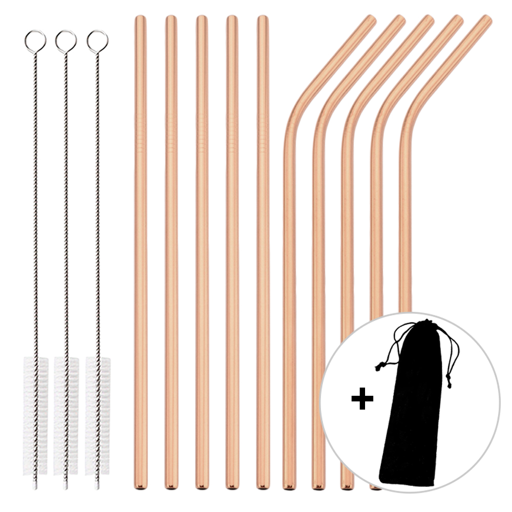14Pcs Reusable Rose Gold Straw - Home Bar Setup reseña y precio