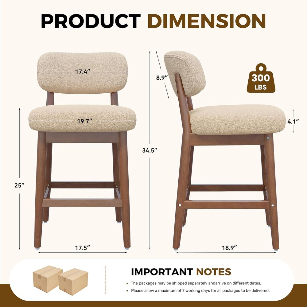 Set of 2 Modern Boucle Bar Cha - Home Bar Stools reseña y precio