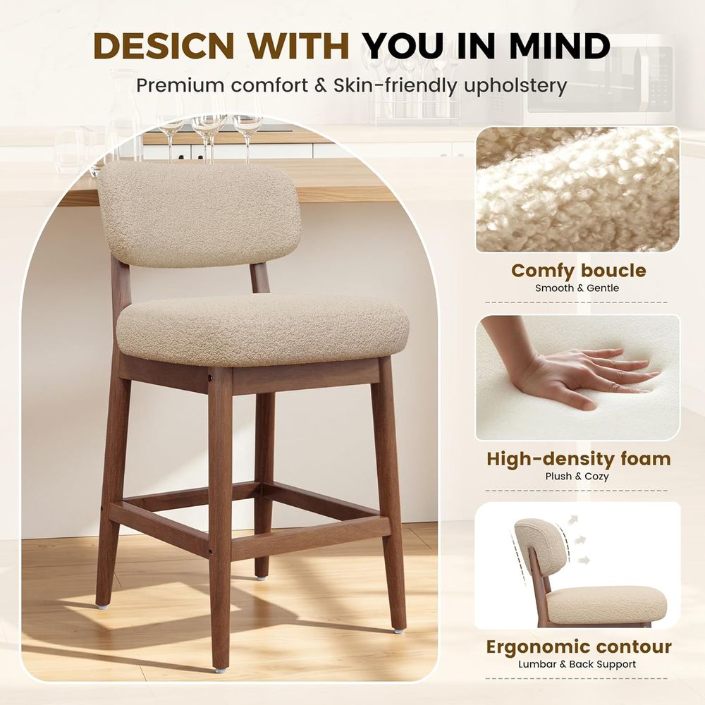 Set of 2 Modern Boucle Bar Cha - Home Bar Stools reseña y precio