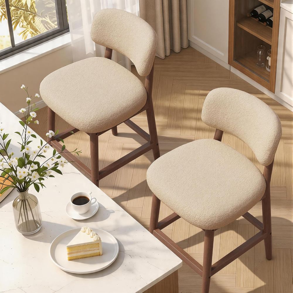 Set of 2 Modern Boucle Bar Cha - Home Bar Stools reseña y precio