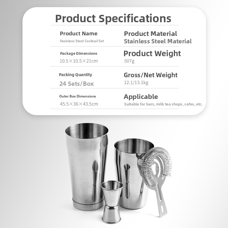 Stainless Steel Bar Tool Set C - Boston Shaker Set reseña y precio