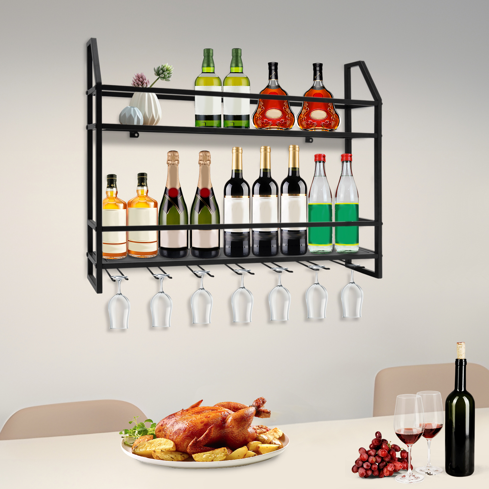 Double-layer Wine Rack Wall-Mo - Home Bar Stand reseña y precio