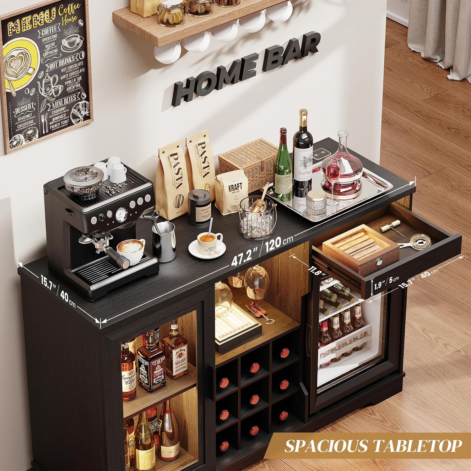 Coffee Bar Cabinet with Fridge - Home Bar And Fridge reseña y precio