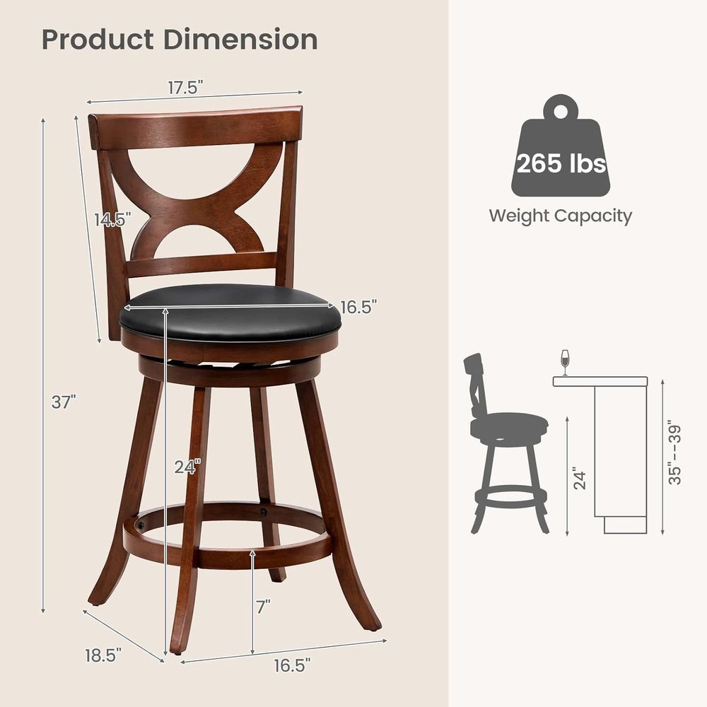 Bar Stools Set o 2, 24'' 360-D - Home Bar Stools reseña y precio