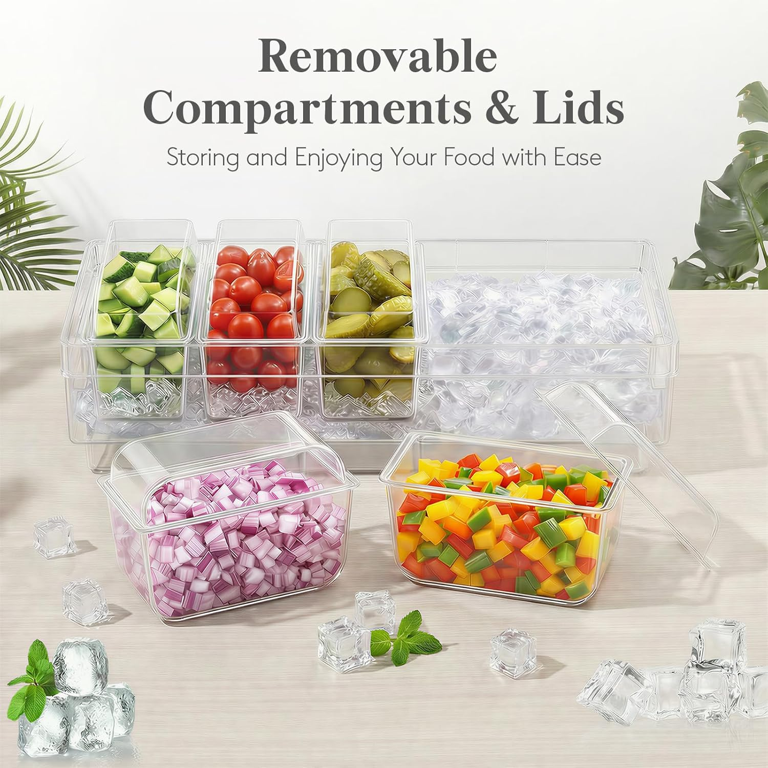 Chilled Condiment Containers w - Garnish Tray Set reseña y precio
