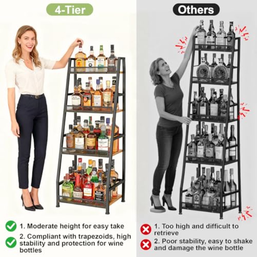 4-Tier Trapezoid Liquor Stand  - Home Bar Stand reseña y precio