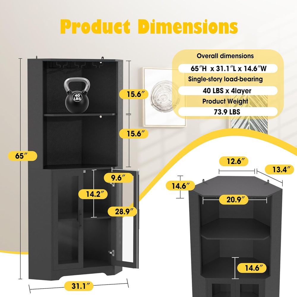 65 Tall LED-Illuminated Bar Ca - Home Bar And Cabinet reseña y precio