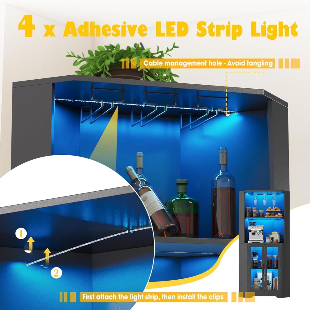 65 Tall LED-Illuminated Bar Ca - Home Bar And Cabinet reseña y precio