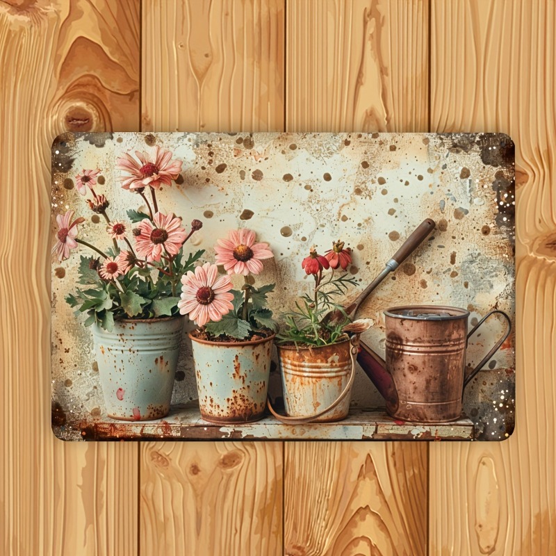 Vintage Floral Metal Tin Sign  - Home Bar Cafe reseña y precio
