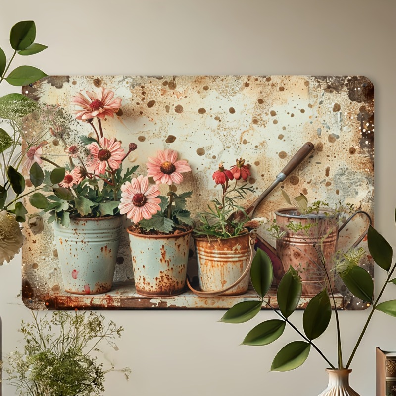Vintage Floral Metal Tin Sign  - Home Bar Cafe reseña y precio