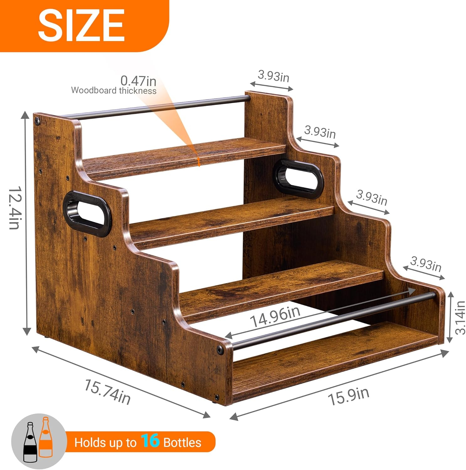 Liquor Bottle Display Shelf, C - Home Bar Stand reseña y precio