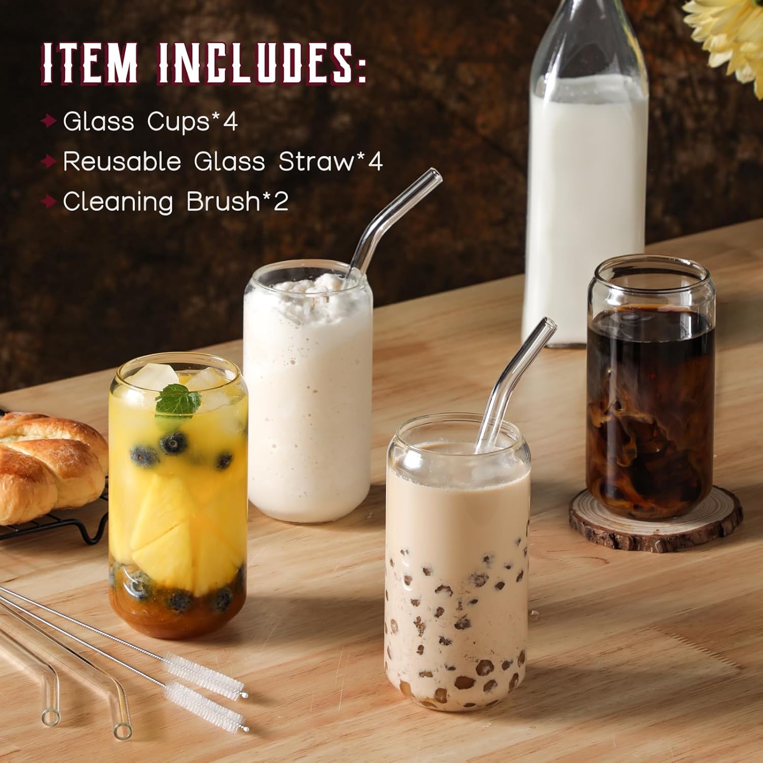 4-Piece Drinking Glasses Set w - Highball Glass Set reseña y precio