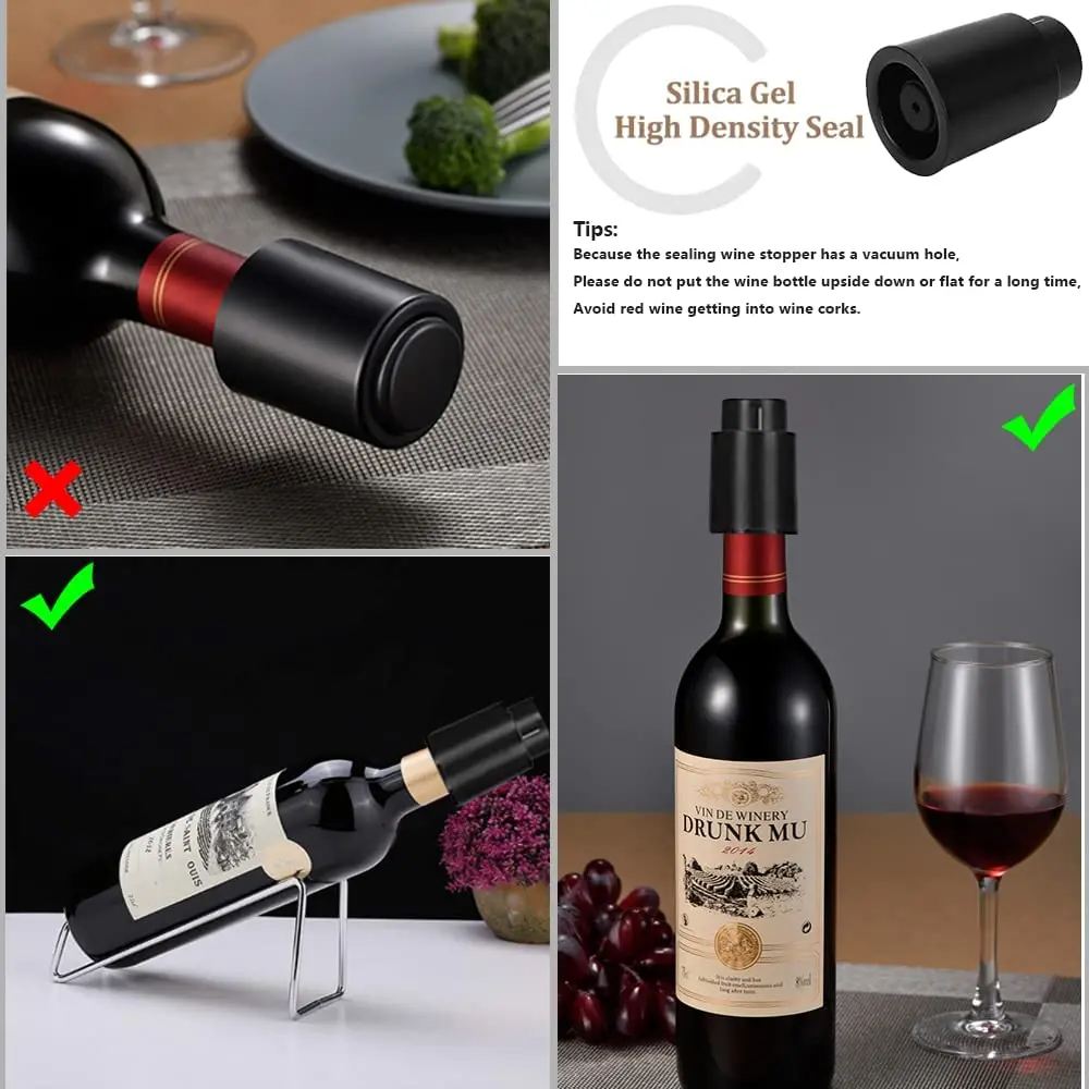 Vacuum Wine Bottle Cap Stopper - Wine Preservation Pump reseña y precio