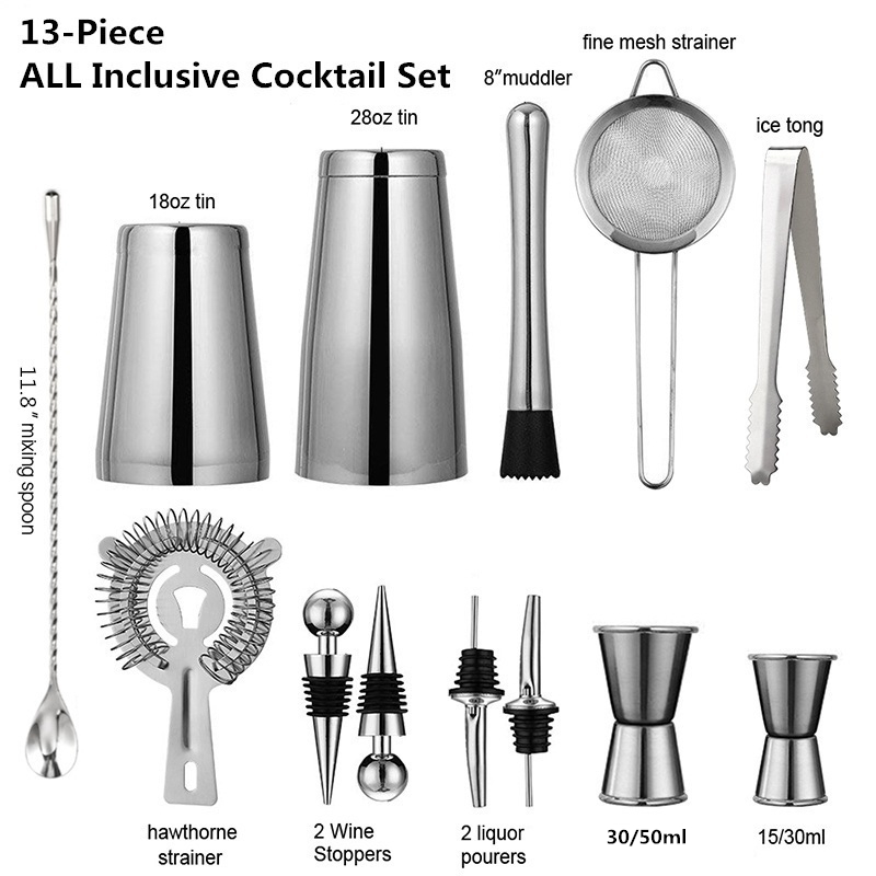 13Pcs/Set Stainless Steel Cock - Boston Shaker Set reseña y precio
