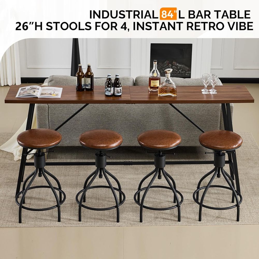 84-Inch Wooden and Metal Bar T - Home Bar Stools reseña y precio