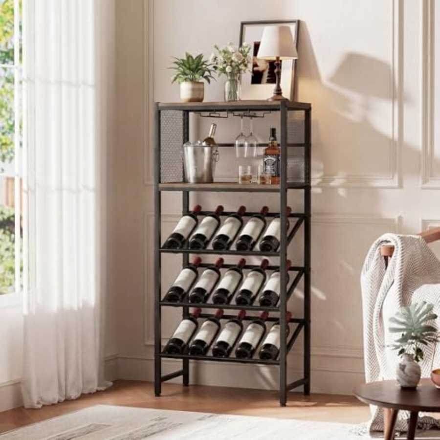 Corner Wine Rack with Glass Ho - Home Bar Stand reseña y precio