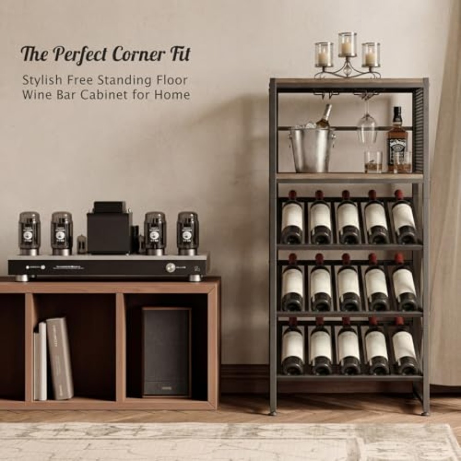 Corner Wine Rack with Glass Ho - Home Bar Stand reseña y precio