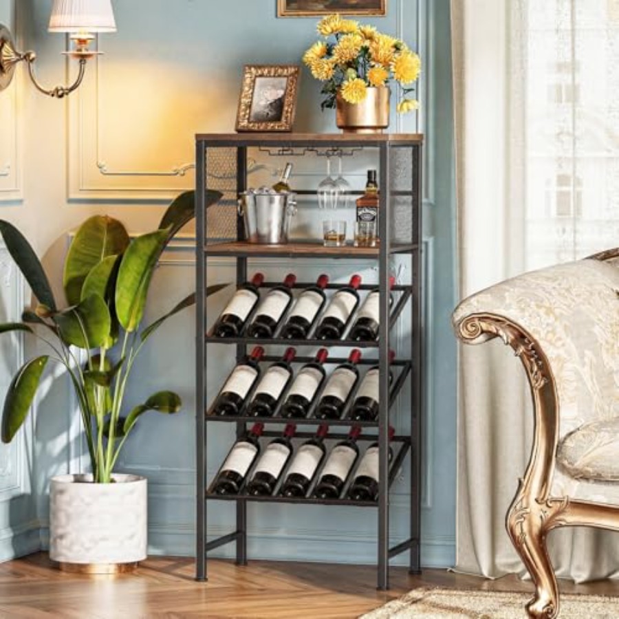 Corner Wine Rack with Glass Ho - Home Bar Stand reseña y precio
