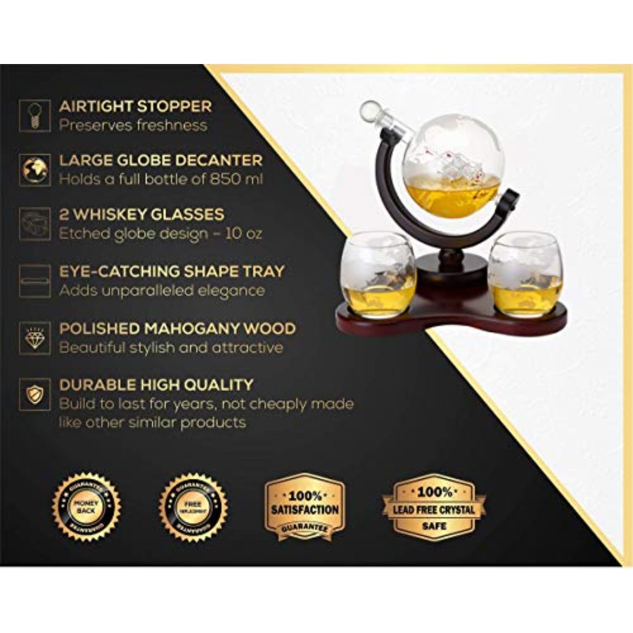 Whiskey Globe Decanter Set wit - Decanter Globe Set reseña y precio